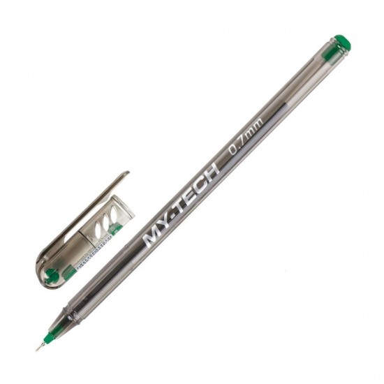 Set 25 de Pixuri PENSAN My Tech, Mina Verde, Varf de 0.7 mm, Corp din Plastic Transparent cu Capac, Pixuri Colorate, Pix Verde, Pixuri Verzi, Pix cu Pasta Verde, Pixuri cu Pasta Verde, Pix Pensan, Pix Scolar, Pix pentru Scolari, Rechizite Scolare