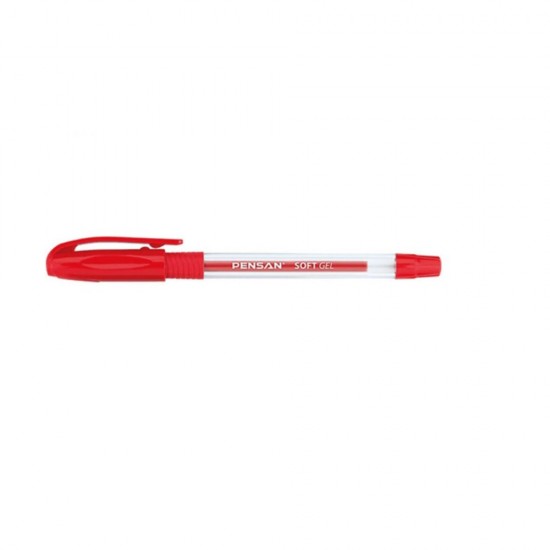 Pix cu Gel PENSAN Soft, Varf 0.7 mm, Scriere Rosie, Corp Plastic Transparent, Pixuri cu Gel, Set Pixuri Gel, Pixuri Scolare, Pixuri Rosii, Pixuri pentru Scoala, Pix cu Gel Rosu, Pixuri Colorate, Set Pixuri Colorate, Set de Pixuri, Pix Colorat