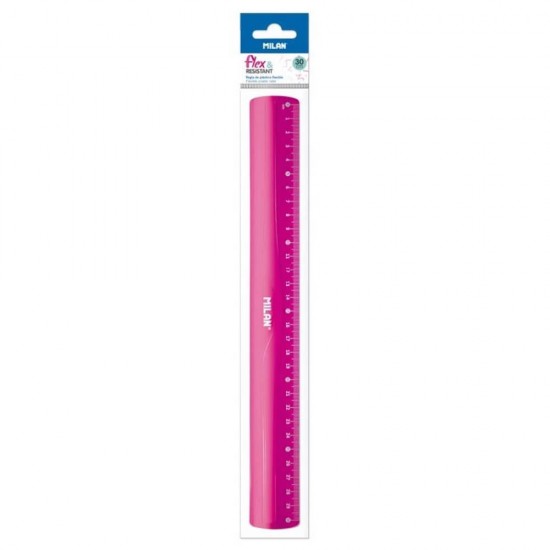 Rigla Flexibila Milan, 30 cm, Roz, Rigla Colorata Flexibila, Rigla Colorata Transparenta Flexibila, Rigla Transparenta Colorata, Rigla 30 cm, Rigla Mica, Rigla Scurta, Rigla pentru Scoala, Rigla Scoala, Rigle Colorate Transparente Flexibile