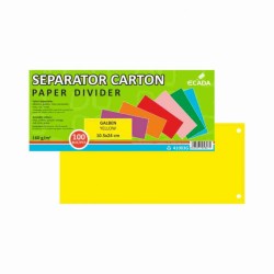Set 100 Separatoare Carton Ecada pentru Documente, 10.5x24 cm, 160 g/mÂ², Galbene, Separator pentru Documente, Separator Documente Carton, Separator Documente, Set Separator Documente