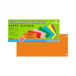 Set 100 Separatoare Carton Ecada pentru Documente, 10.5x24 cm, 160 g/mÂ², Portocalii, Separator pentru Documente, Separator Documente Carton, Separator Documente, Set Separator Documente