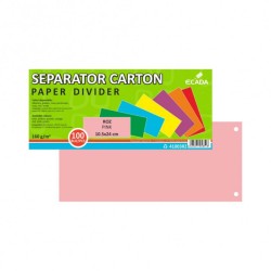 Set 100 Separatoare Carton Ecada pentru Documente, 10.5x24 cm, 160 g/mÂ², Roz, Separator pentru Documente, Separator Documente Carton, Separator Documente, Set Separator Documente