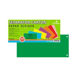 Set 100 Separatoare Carton Ecada pentru Documente, 10.5x24 cm, 160 g/mÂ², Verzi, Separator pentru Documente, Separator Documente Carton, Separator Documente, Set Separator Documente