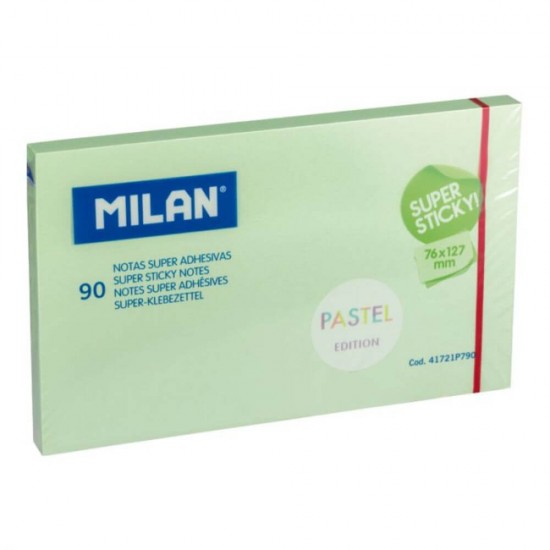 Notite Adezive Milan, Super Sticky, 90 File, 76x127 mm, Verde Pal, Bloc Notes, Post-it, Sticky Notes, Bloc de Hartie, Notite Adezive, Post-it-uri, Notite pentru Birou, Memo Adezive, Notite Adezive Verzi