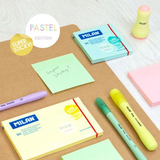Notite Adezive Milan, Super Sticky, 90 File, 76x127 mm, Verde Pal, Bloc Notes, Post-it, Sticky Notes, Bloc de Hartie, Notite Adezive, Post-it-uri, Notite pentru Birou, Memo Adezive, Notite Adezive Verzi