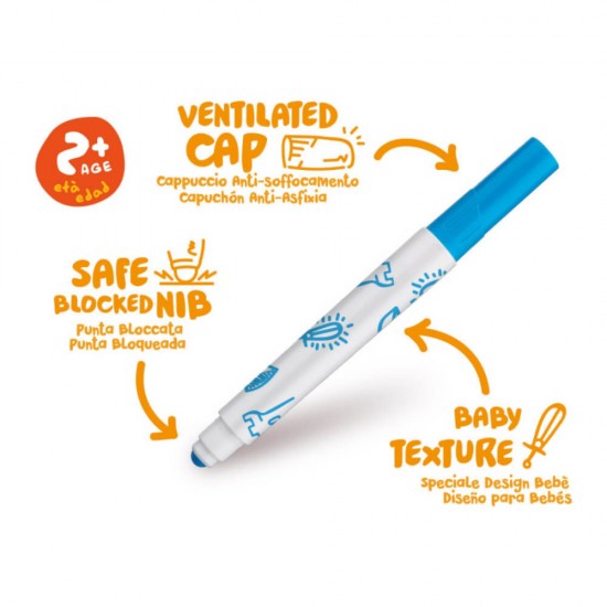 Set 6 Carioci Carioca Baby, Non-Toxice, Set, 6 Culori, Set de Carioci, Carioci la Set, Carioci 6 Culori, Carioci Colorate, Carioci Baby, Carioci Non-Toxice, Carioci pentru Copii, Mini Carioci, Carioci Multicolore, Carioci pentru Desen