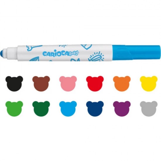 Set 12 Carioci Carioca Baby, Non-Toxice, Set de Carioci, Carioci la Set, Carioci 12 Culori, Carioci Colorate, Carioci Baby, Carioci Non-Toxice, Carioci pentru Copii, Mini Carioci, Carioci Multicolore, Carioci pentru Desen