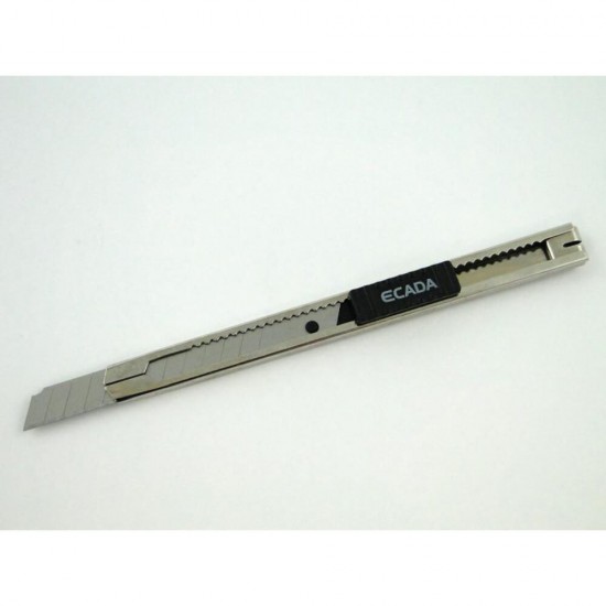 Set 24 Cuttere Profesionale Mici Metalice Ecada, Lama 9 mm, Metal, Argintiu, Cutter Mic, Mini Cutter, Cutter Mini, Cutter Profesional, Cutter Carton, Cutter Hartie, Set Cuttere, Set Cuttere Hartie