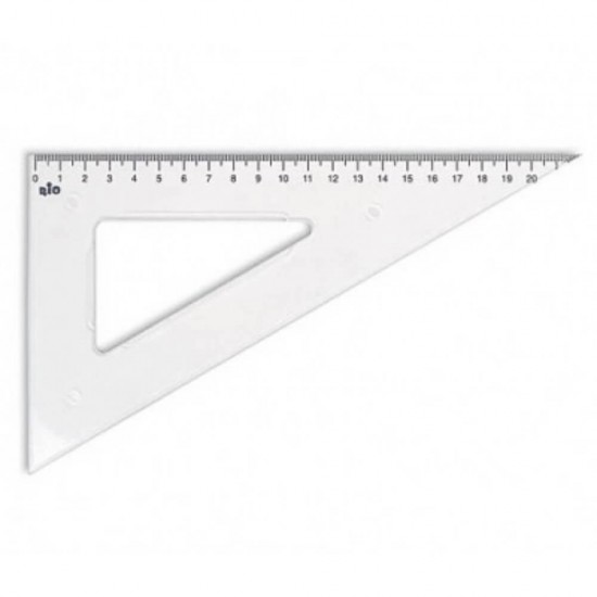 Echer Rio, 21 cm, 30/60, Plastic, Incolor, Echer Plastic Transparent, Echer Geometrie, Echer Unghi 30, Echer Unghi 60, Echere, Echere Geometrie, Instrumente Geometrie, Echer Plastic