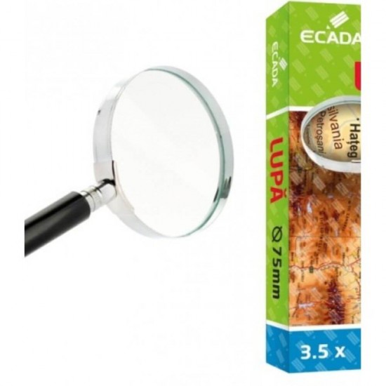 Lupa cu Rama Metal ECADA, 75 mm, Marire 3.5X, Lupe, Lupe cu Rama Metalice, Lupa Metalica, Lupa de Metal, Lupa de Sticla cu Rama de Metal, Lupa cu Factor de Marire 3.5X, Lupa pentru Citit