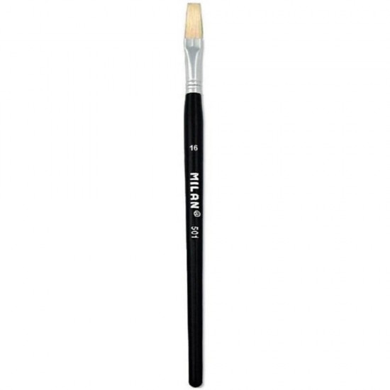 Pensula MILAN Seria 501, Numarul 16, Varf Drept, Par Porc, Pensule MILAN, Pensule pentru Pictura, Rechizite, Pensule Desen, Pensule cu Varf Drept, Pensule Desen cu Par Porc, Pensule cu Varfuri Drepte, Materiale Pictura