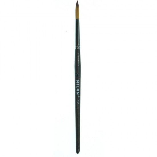 Pensula MILAN Seria 311, Numarul 9, Varf Rotund, Par Sintetic, Pensule MILAN, Pensule pentru Pictura, Rechizite, Pensule Desen, Pensule cu Varf Rotund, Pensule Desen cu Par Sintetic, Pensule Rotunde, Materiale Pictura
