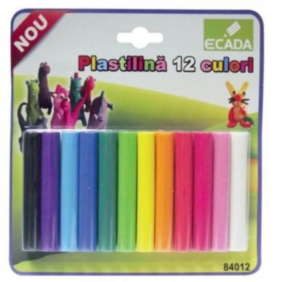 Plastilina Ecada, 180 g, 12 Culori, Plastilina Colorata, Batoane de Plastilina, Plastilina pentru Copii, Plastilina Modelatoare, Plastiline pentru Gradinita si Scoala, Set Plastilina