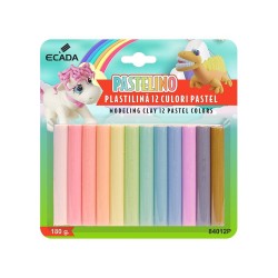 Plastilina Colorata Pastel ECADA, 180 g, 12 Culori/Set, Ambalata la Blister, Plastilina Scoala, Plastilina Gradinita, Plastilina Modelare, Plastilina Modelat, Plastilina pentru Copii, Plastilina Ambalata, Plastilina Ecada, Plastilina Modelaj