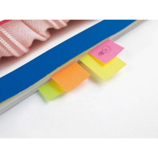 Notite Adezive MILAN, 42x12 mm, 100 File, Multicolor Neon, Index Plastic cu Adeziv, Evidentiatoare pentru Carti si Caiete, Sticky Indexuri, Evidentiatoare Adezive de Pagina, Notite Adezive Index, Semne de Carte Adezive, Indexuri Adezive