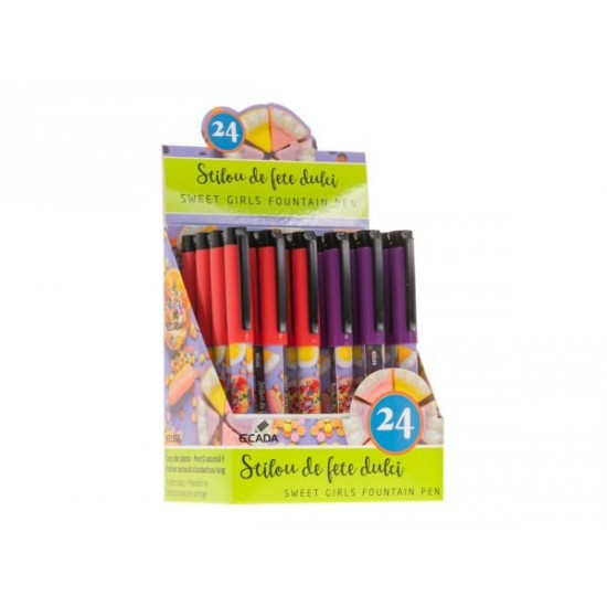 Stilou ECADA, Model Fete Dulci, Multicolor, Plastic, Penita Ascunsa Tip F, Stilou Scolari, Stilou Scolar Stilouri Scolare, Stilou pentru Scoala, Stilou Plastic, Stilou cu Patroane, Stilou Copii, Stilou Prescoalari, Stilou cu Rezervor, Stilou Ecada