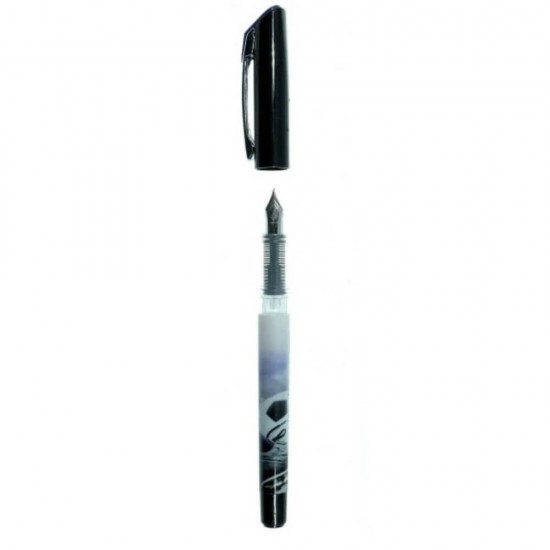 Stilou Ecada Fotlbalistii Artisti, Corp Negru/Alb, Penita Iridium de tip F, Corp din Plastic, Stilou Ecada, Stilou Scolar Ecada, Stilouri Ecada cu Rezerva Standard, Stilouri Ecada cu Rezerva, Stilouri pentru Elevi, Stilou Plastic Ecada