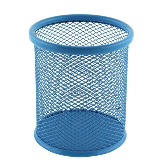 Suport Birou Cilindric ECADA, 9x10 cm, Plasa Metalica, Albastru, Suport pentru Pixuri, Suport pentru Pensule, Suport pentru Creioane, Suport pentru Markere, Suport Pixuri Birou, Organizator Pixuri, Suport Instrumente de Scris Birou