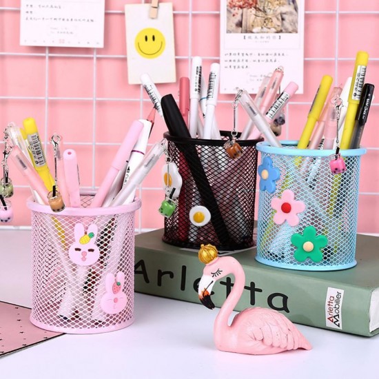 Suport Birou Cilindric ECADA, 9x10 cm, Plasa Metalica, Albastru, Suport pentru Pixuri, Suport pentru Pensule, Suport pentru Creioane, Suport pentru Markere, Suport Pixuri Birou, Organizator Pixuri, Suport Instrumente de Scris Birou