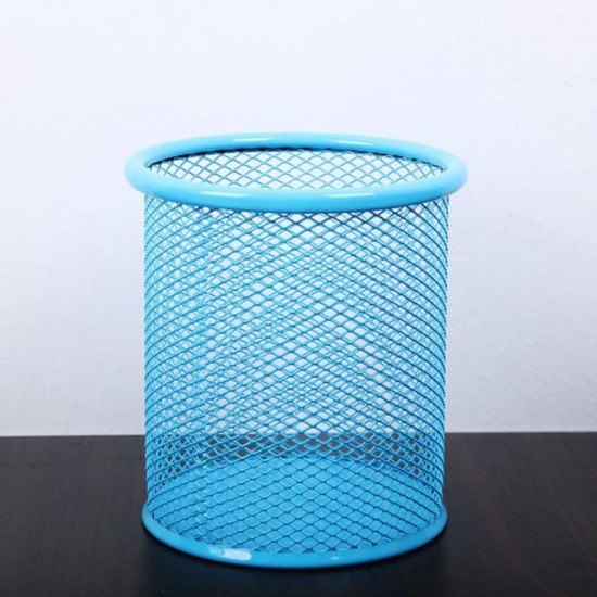 Suport Birou Cilindric ECADA, 9x10 cm, Plasa Metalica, Albastru, Suport pentru Pixuri, Suport pentru Pensule, Suport pentru Creioane, Suport pentru Markere, Suport Pixuri Birou, Organizator Pixuri, Suport Instrumente de Scris Birou