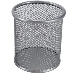 Suport Birou Cilindric ECADA, 9x10 cm, Plasa Metalica, Argintiu, Suport pentru Pixuri, Suport pentru Pensule, Suport pentru Creioane, Suport pentru Markere, Suport Pixuri Birou, Organizator Pixuri, Suport Instrumente de Scris Birou