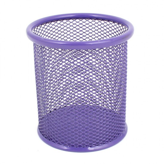 Suport Birou Cilindric ECADA, 9x10 cm, Plasa Metalica, Mov, Suport pentru Pixuri, Suport pentru Pensule, Suport pentru Creioane, Suport pentru Markere, Suport Pixuri Birou, Organizator Pixuri, Suport Instrumente de Scris Birou
