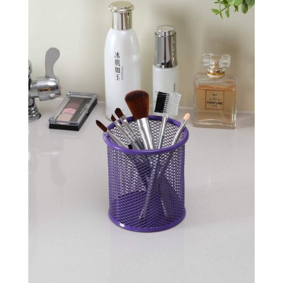 Suport Birou Cilindric ECADA, 9x10 cm, Plasa Metalica, Mov, Suport pentru Pixuri, Suport pentru Pensule, Suport pentru Creioane, Suport pentru Markere, Suport Pixuri Birou, Organizator Pixuri, Suport Instrumente de Scris Birou