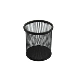 Suport Birou Cilindric ECADA, 9x10 cm, Plasa Metalica, Negru, Suport pentru Pixuri, Suport pentru Pensule, Suport pentru Creioane, Suport pentru Markere, Suport Pixuri Birou, Organizator Pixuri, Suport Instrumente de Scris Birou