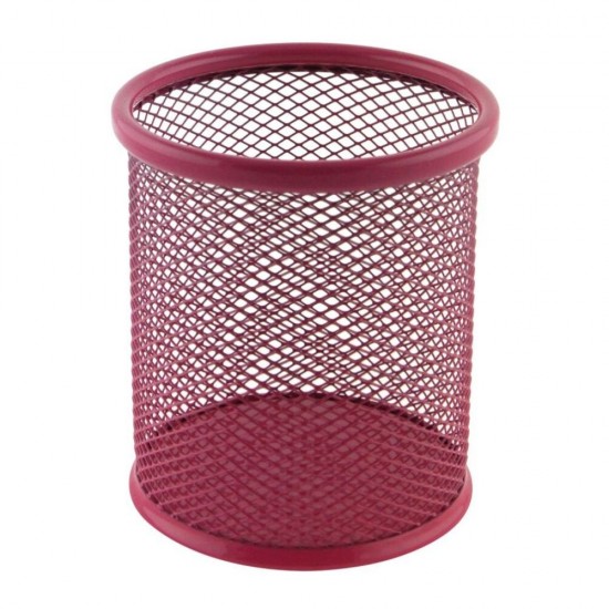 Suport Birou Cilindric ECADA, 9x10 cm, Plasa Metalica, Roz, Suport pentru Pixuri, Suport pentru Pensule, Suport pentru Creioane, Suport pentru Markere, Suport Pixuri Birou, Organizator Pixuri, Suport Instrumente de Scris Birou