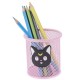 Suport Birou Cilindric ECADA, 9x10 cm, Plasa Metalica, Roz, Suport pentru Pixuri, Suport pentru Pensule, Suport pentru Creioane, Suport pentru Markere, Suport Pixuri Birou, Organizator Pixuri, Suport Instrumente de Scris Birou
