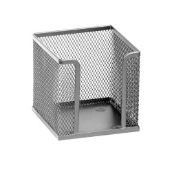 Suport Cub Hartie ECADA, 9.5x9.5x8 cm, Plasa Metalica, Argintiu, Suport Cub Hartie, Suport Bloc Notite, Suport Cuburi de Hartie, Accesorii Birou, Suport Notite, Suport din Metal pentru cub Hartie