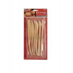 Ebosoare DACO, 20 cm, 6 Buc/Set, Lemn, Modelarea Lutului si Plastilinei, Accesorii Craft, Ustensile Modelaj Lut, Ustensile Modelaj Plastilina, Accesorii pentru Modelaj si Olarit, Cutite Pentru Lut Si Plastilina, Ebosoare Modelaj