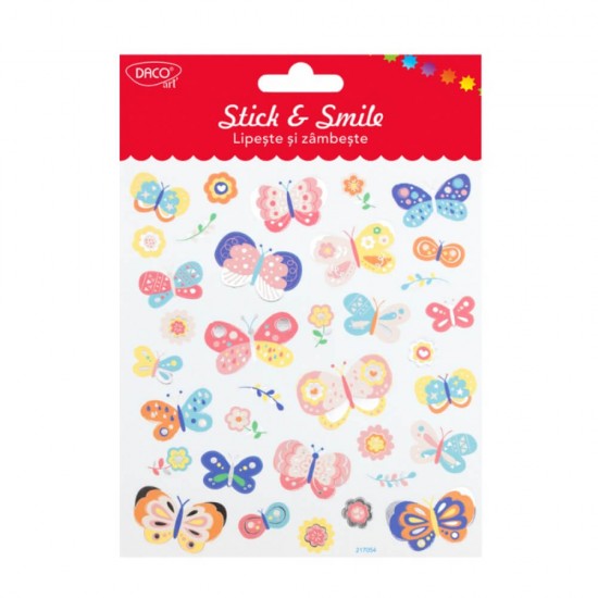 Abtibilduri DACO Lipeste si Zambeste, Model Fluturi (AB130), Abtibilduri DACO Model Fluturi, Autocolante Copii, Stickere Decorative, Stickere pentru Copii, Abtibilduri Copii, Abtibilduri pentru Mobila, Autocolante Decorative
