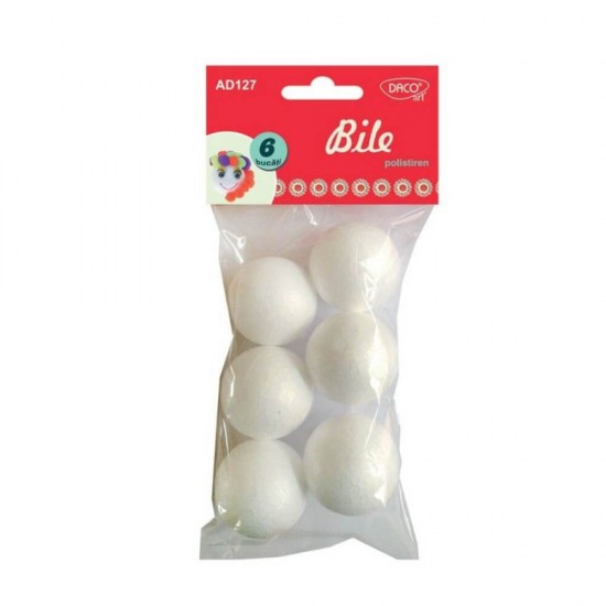 Bile Polistiren Daco, 6 Buc/Set, 45 mm, Albe, Model Minge Mica, Culoare Alba, Bile de Pictat, Bile din Polistiren, Bile Polistiren Pentru Decorat, Bile Polistiren, Bile Polistiren pentru Pictat