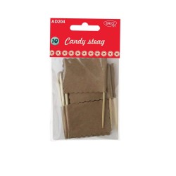 Steaguri Candy DACO, 4.5x3.5 cm, 10 Buc/Set, Material Carton, Culoare Natur, Ornament Steag, Betisoare cu Steag, Stegulete Decorative, Steaguri Decorative, Stegulete de Carton