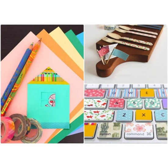 Banda Adeziva Imprimata DACO, Model Lipeste-ma Distractiv, 1.5cm x 5m, 3 Buc/Set, Multicolor, Accesorii Craft, Accesorii Creatie, Banda Adeziva Colorata, Banda Adeziva cu Model, Banda Washi Tape, Scotch Washi Tape