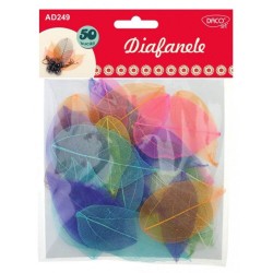 Diafanele DACO, 50 Buc/Set, Multicolor, Model Frunze, Frunze Transparente Decorative, Frunze Transparente Colorate, Schelete Frunze, Schelete Frunze Decorative, Frunze Skeleton, Frunze Decorative, Accesorii Craft, Accesorii Creative