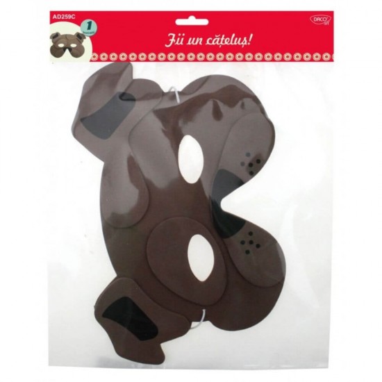 Masca Spuma DACO, 1 Buc/Set, Model Catelus, Multicolor, Masti Animale Copii, Masti Tematice pentru Copii, Masti Petrecere, Accesorii Craft, Accesorii Creatie, Masca pentru Copii, Masca Model Catel, Masca din Spuma pentru Copii, Masca cu Elastic