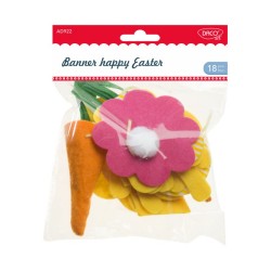 Banner din Fetru Daco, Model Happy Easter, Multicolor, Banner Happy Easter, Multicolor, Morcovi Fetru, Flori Fetru, Banner Paste, Decoratiuni Paste, Decoratii Paste, Decor Paste, Forme din Fetru pentru Paste, Forme Fetru Paste