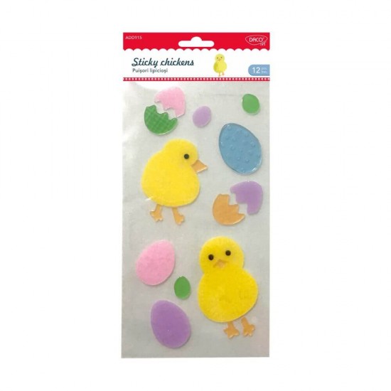 Puisori Lipiciosi DACO, 12 Buc/Set, Multicolor, Dimensiuni Variabile,  Accesorii Creatie, Accesorii Craft, Puisori Cauciuc Termoplastic, Decoratiuni din Cauciuc Termoplastic