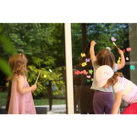 Forme Spuma Autoadeziva DACO, 100 Buc/Set, Primavara Insorita, Dimensiune Variabila, Multicolor, Accesorii Craft, Accesorii Creatie, Iepure Spuma, Fluturi Spuma, Flori Spuma, Puisor din Spuma, Soare din Spuma