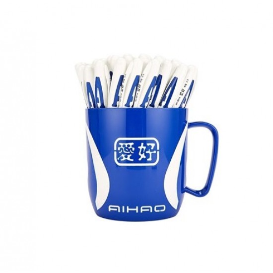 Pixuri Gel AIHAO, 48 Buc/Set, Varf 0.5 mm, Scriere Albastra, Corp din Plastic Alb/Albastru, Pixuri AIHAO 801A, Pixuri cu Gel, Pix cu Gel, Pixuri Albastre, Pix Albastru, Set Pixuri cu Gel, Set Pixuri cu Gel Albastru, Set Pixuri Scoala