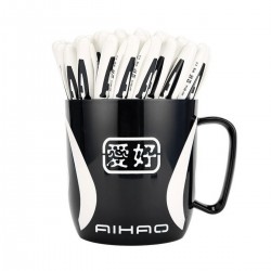 Pixuri Gel AIHAO, 48 Buc/Set, Varf 0.5 mm, Scriere Neagra, Corp din Plastic Alb/Negru, Pixuri AIHAO 801A, Pixuri cu Gel, Pix cu Gel, Pixuri Negre, Pix Negru, Set Pixuri cu Gel, Set Pixuri cu Gel Negru, Set Pixuri Scoala