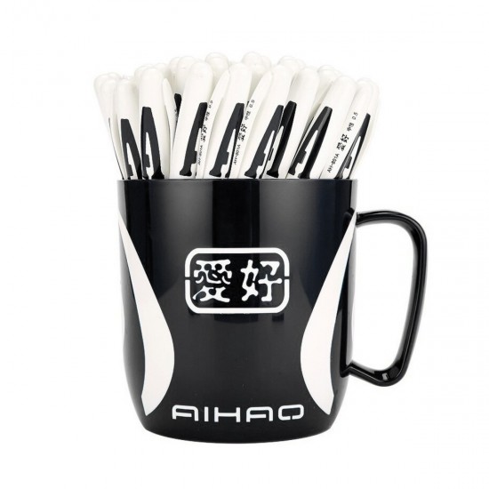 Pixuri Gel AIHAO, 48 Buc/Set, Varf 0.5 mm, Scriere Neagra, Corp din Plastic Alb/Negru, Pixuri AIHAO 801A, Pixuri cu Gel, Pix cu Gel, Pixuri Negre, Pix Negru, Set Pixuri cu Gel, Set Pixuri cu Gel Negru, Set Pixuri Scoala