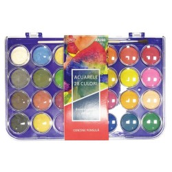 Acuarele DACO 28 Culori cu Pensula, Culori Pictura, Acuarele Scoala, Acuarele Pictura, Paleta de Acuarele, Set Culori Acuarele, Acuarele Scolare, Materiale Arta, Materiale de Pictura