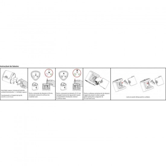 Ascutitoare Dubla Electrica Daco, cu Baterii si Container, pentru Creioane de 6/12 mm, Plastic, Rosie, Ascutitoare Electrica pentru Creioane, Ascutitoare cu Container, Ascutitoare cu Baterii, Ascutitoare de Creioane Electrica