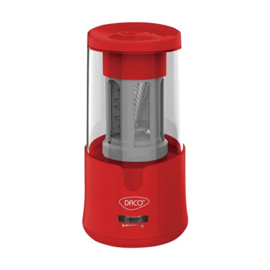 Ascutitoare Dubla Electrica Daco, 220V, cu container, pentru Creioane de 6/12 mm, Plastic, Rosie, Ascutitoare Dubla Electrica pentru Creioane, Ascutitoare Electrica cu Container, Ascutitori Electrice, Ascutitoare Scolara Electrica
