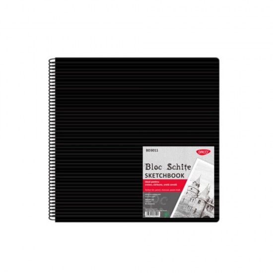 Bloc pentru Schite Daco, 30x30 cm, 80 File, 110 g/mÂ², Hartie Neagra, Bloc Schite Daco, Bloc Schite, Bloc Schite Foi Negre, Bloc Schita Negru, Bloc de Desen, Materiale Arta, Bloc pentru Desen si Schite in Tonuri Deschise
