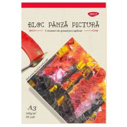 Bloc A3 pentru Pictura DACO, 10 File, 300 g/m², Hartie tip Panza, Bloc 10 Panze pentru Pictura, Bloc pentru Picturi in Ulei si Acril, Bloc de Desen pentru Culori Acrilice si Uleioase, Bloc Panze A3, Panze pentru Pictat