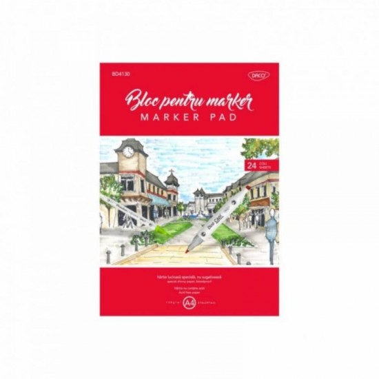 Bloc de Desen A4 pentru Marker DACO, 24 File, 130 g/mÂ², Hartie Lucioasa, Bloc Spiralat, Bloc pentru Desen, Bloc pentru Marker, Bloc Marker, Bloc A4, Bloc Desen Marker, Marker Layout, Bloc de Desen, Materiale Arta